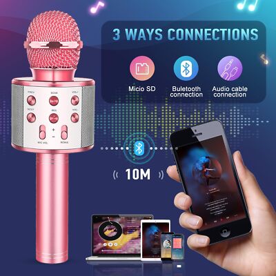 Microphone karaoké Bluetooth - Haut-parleur microphone sans fil jouet