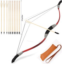 33'' Handmade Archery Longbow Arrow Set Wood Recurve Bow Quiver Kids Toys Gift