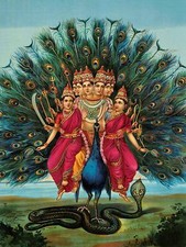 Murugan Peacock Serpent by R. Varma Tile Mural Kitchen Wall Backsplash Ceramic