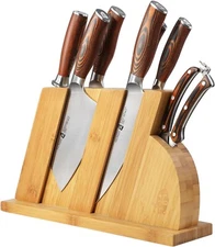 TUO Fiery Series 8-Piece Chef Knife Set – German Steel, Wooden Block, Shears
