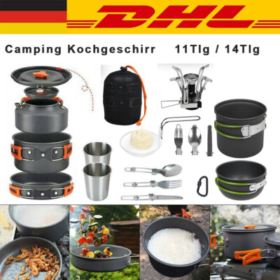 2-3 Person Kochtopf Camping Kochgeschirr Outdoor-Töpfe Bratpfanne Kettle Set