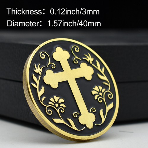 Christian Coin Jusus Cross Gold Plated Commemorative Medal Belief God Collection - Picture 5 of 12