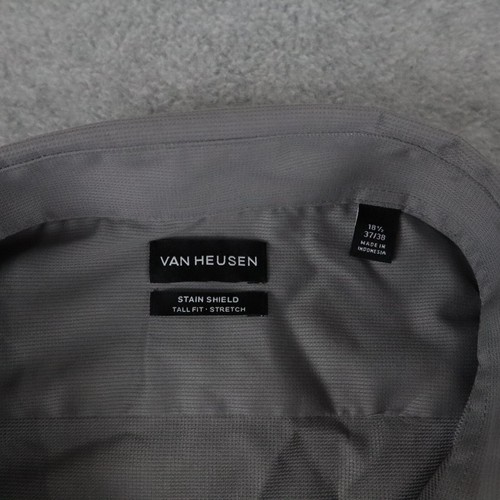 Van Heusen Shirt Mens 18.5 37/38 Tall Stain Shield Button Gray Long Sleeve NWT - Picture 4 of 7