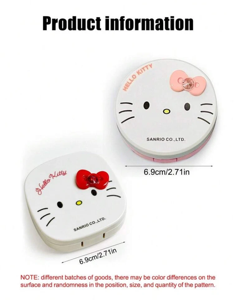 Estuche de Contacto Kawaii Portátil Sanrio Hello Kitty VIRAL, Brillante, Brillo, Rosa/Rojo Foto 2 de 4