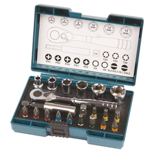 Makita Lot-Mèche B-54081 21-tlg Incluant Clé à Cliquet En Coffret en Plastique - Photo 1/1