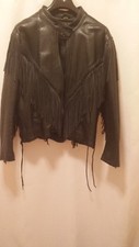 Plus Size Black Genuine Leather Fringe Jacket Size 18. Pro Sports Leather Co.