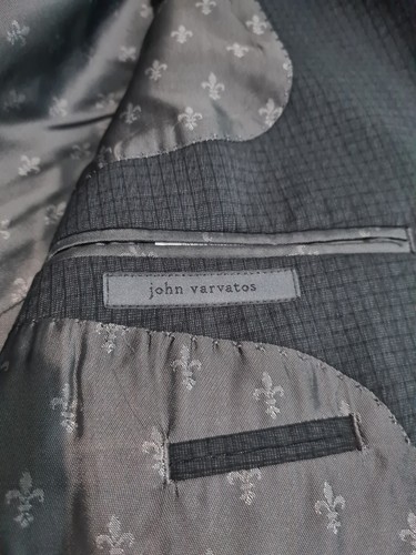 John Varvatos QS1346930L Virgin Wool Check 2 Piece Wool Suit Grey uk 44 eu 54 - Picture 10 of 15