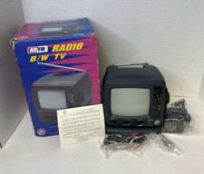 Electro Brand 327 Portable Black White TV AM FM Radio Car Adapter AC/DC