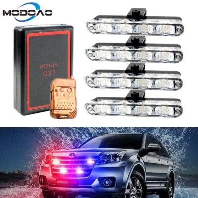4 in 1 Grill Auto Warnung LED Licht Strobe Rot Blau Notfall Fernwarnlampe