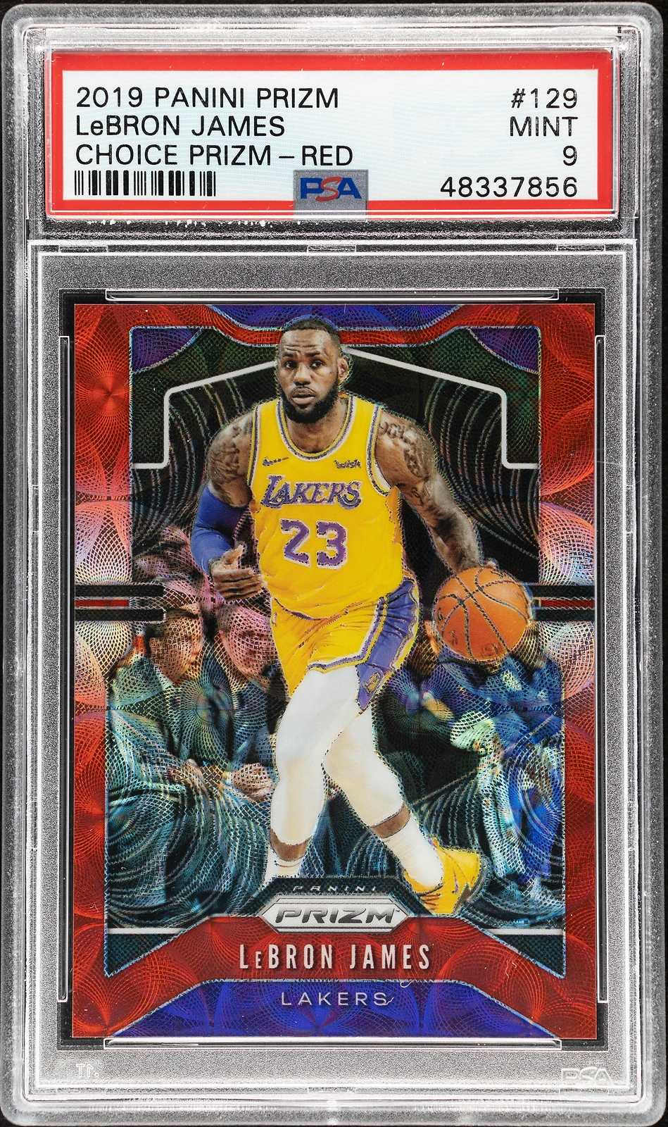 2019 Panini Prizm LeBron James Choice Red Prizm #129 /88 PSA 9