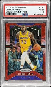 2019 Panini Prizm LeBron James Choice Red Prizm #129 /88 PSA 9
