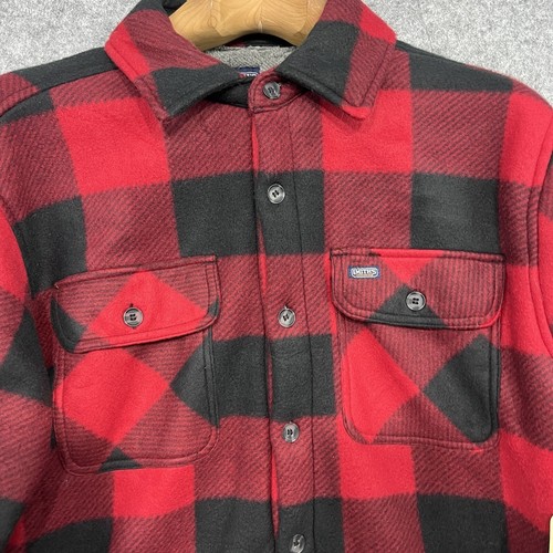 Smith Men’s Jacket Large Red Black Buffalo Plaid Fleece Lined Workwear - Picture 2 of 8