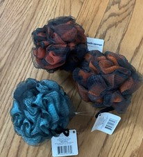 UP UP orange/gray and blue/black 2 color bath Mesh Sponge lot of 3