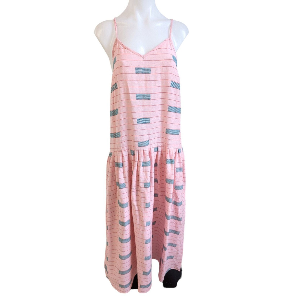 chinese dress ladies {Kerry Cassill} Hand Block Printed Cotton Long Slip Dress with Tie : Small Floral