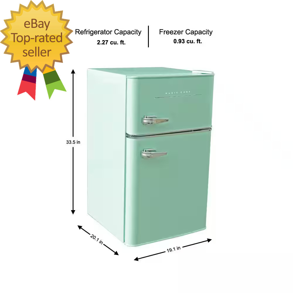 Retro 3.2 Cu. Ft. 2-Door Mini Fridge in Mint Green