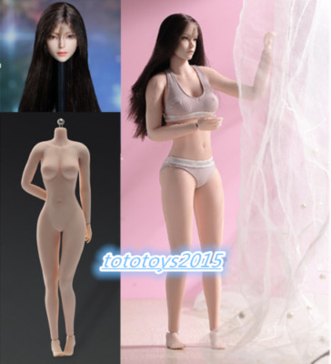1/6 12'' Large Bust Pale Female Body With Beauty Girl Head Sculpt Bra Clothes Toy