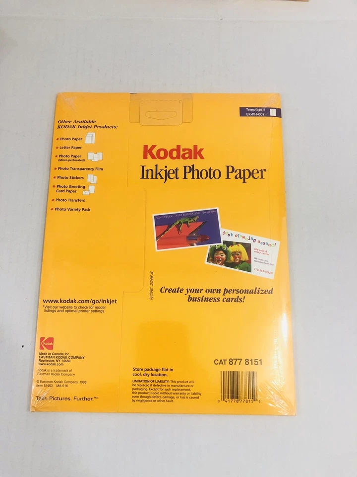 Kodak inkjet Photo Paper Micro-perforated For Ten Business Cards 20 Sheets - Image 2 of 2
