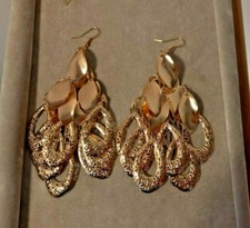 ORECCHINI DONNA GRAPPOLO FOGLIE PENDENTI FILIGRANA GRANDI IN ORO O ARGENTO NUOVI