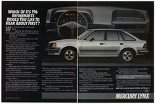 1984 MERCURY Lynx Vintage Original 2 page Print AD Silver sedan dashboard photo