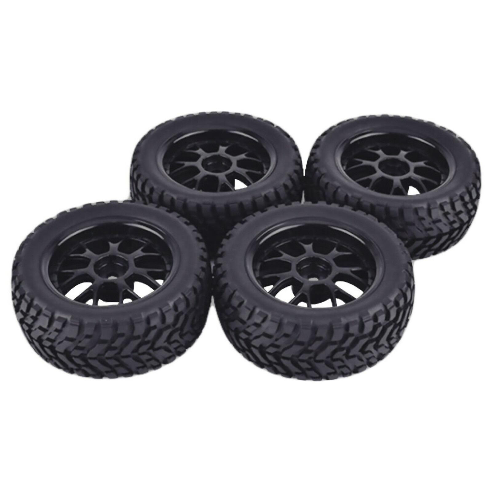 Paquete de 4 llantas y neumáticos hexagonales de goma para coche de carreras de radiocontrol de 75 mm de 1:10 para HSP HPI