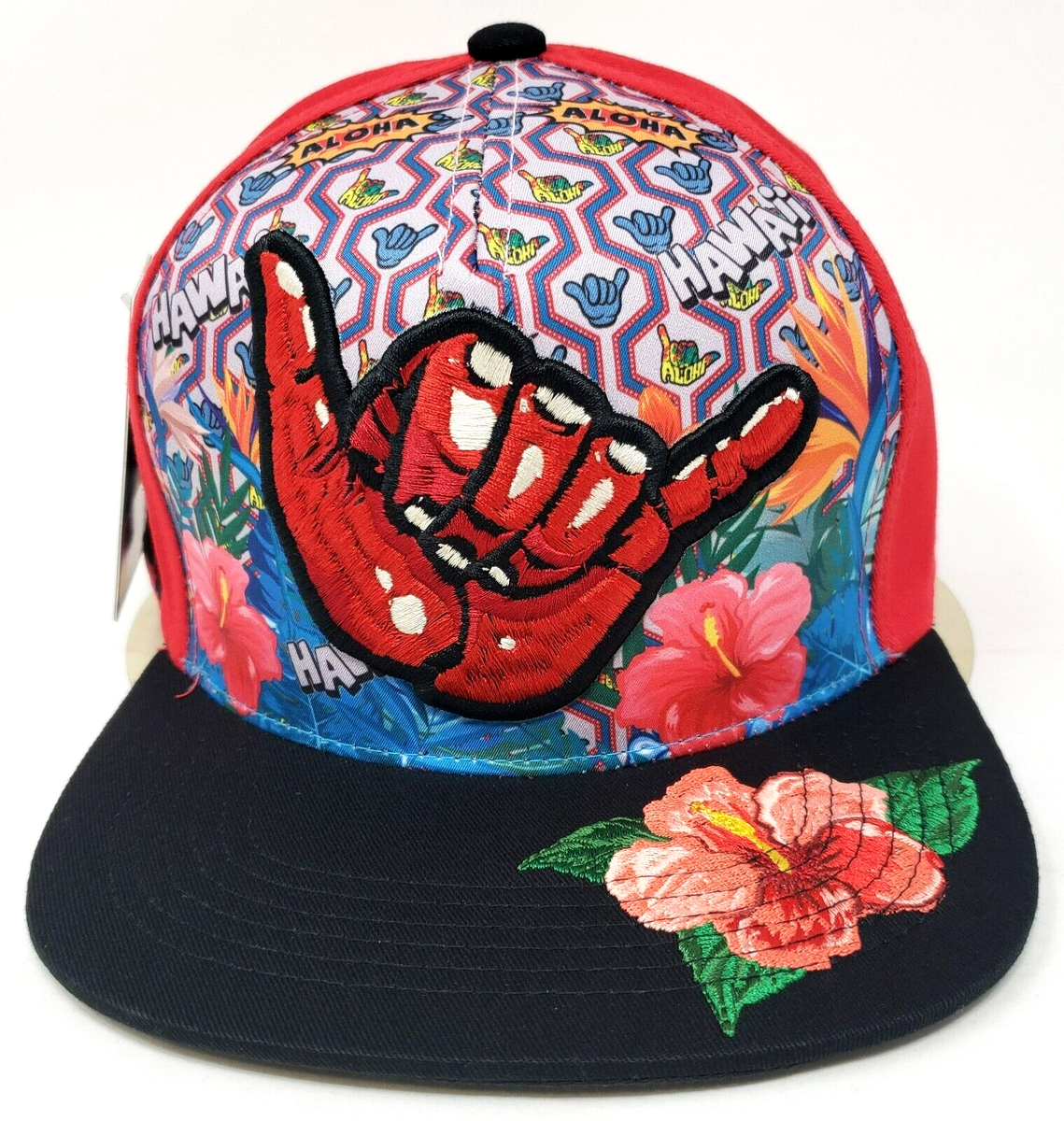 TOP Level Men's Adjustable Cotton Snapback Cap - Hawaii Aloha Flowers Design, One Size Fits Most