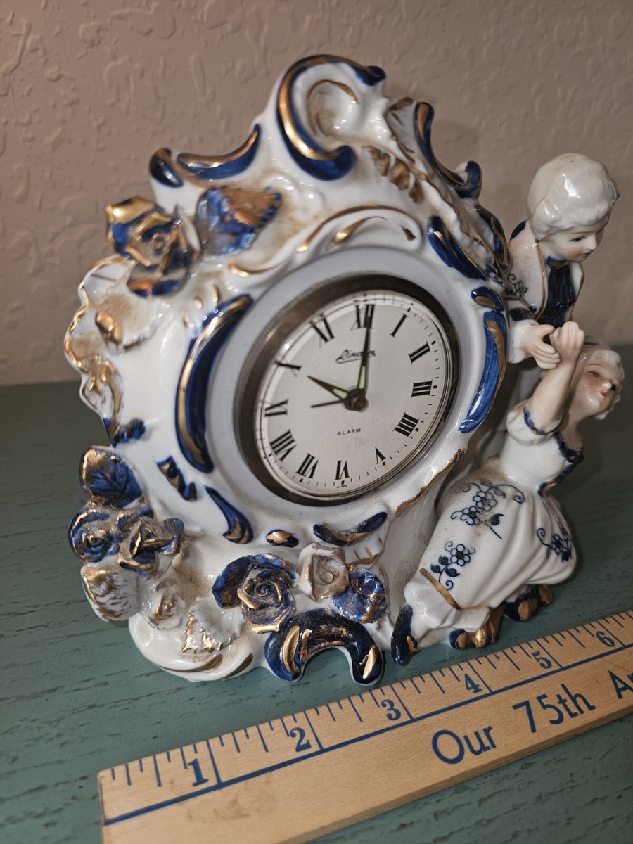 Vintage Linden Porcelain Mantel Clock Made In Japan *For