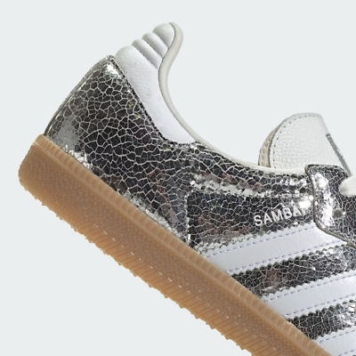 adidas Samba OG Silver Metallic Cracked Leather Women's