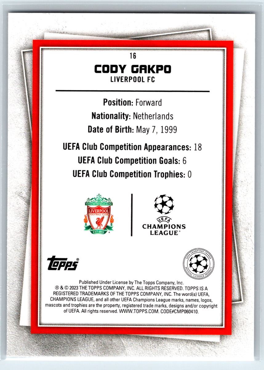 Cody Gakpo 2023 Topps UEFA Superstars #16 Liverpool FC | eBay