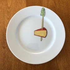 Crate & Barrel Nancy Green TIDBITS Appetizer Plate CHEESE Porcelain 6 1/2"