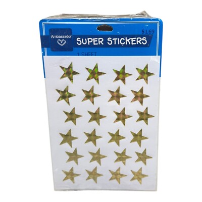 VINTAGE Ambassador Gold Star Holographic Prism Stickers Sealed