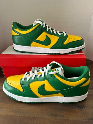New Nike Men's Dunk Low SZ 12 Brazil SP Pine Green Varsity Maize CU1727 700