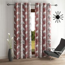 New 2 Piece Eyelet Long Door Curtain Set - 9 feet Brown