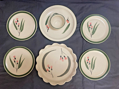 Handmade Hand Painted Pottery Collection x 6 by Helen Bromley Gumnut Flowers