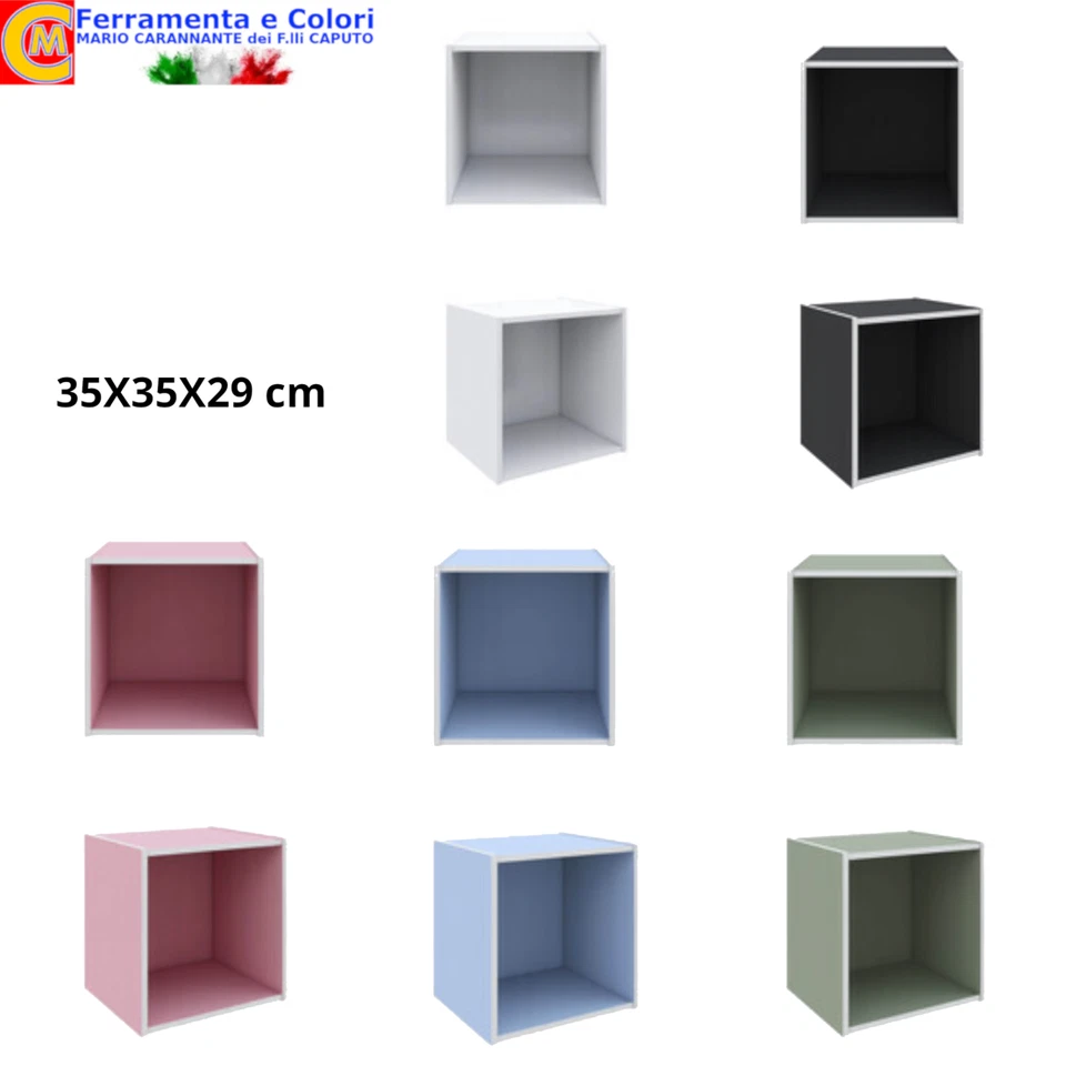 CAPALDO Libreria CUBO 35x35x29 cm Modulare MDF Mobile Scaffale Mensola COLORATI 1 Pz