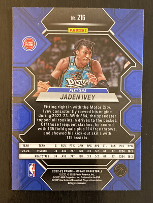2022-23 Mosaic Jaden Ivey Rookie RC #216 Detroit Pistons | eBay
