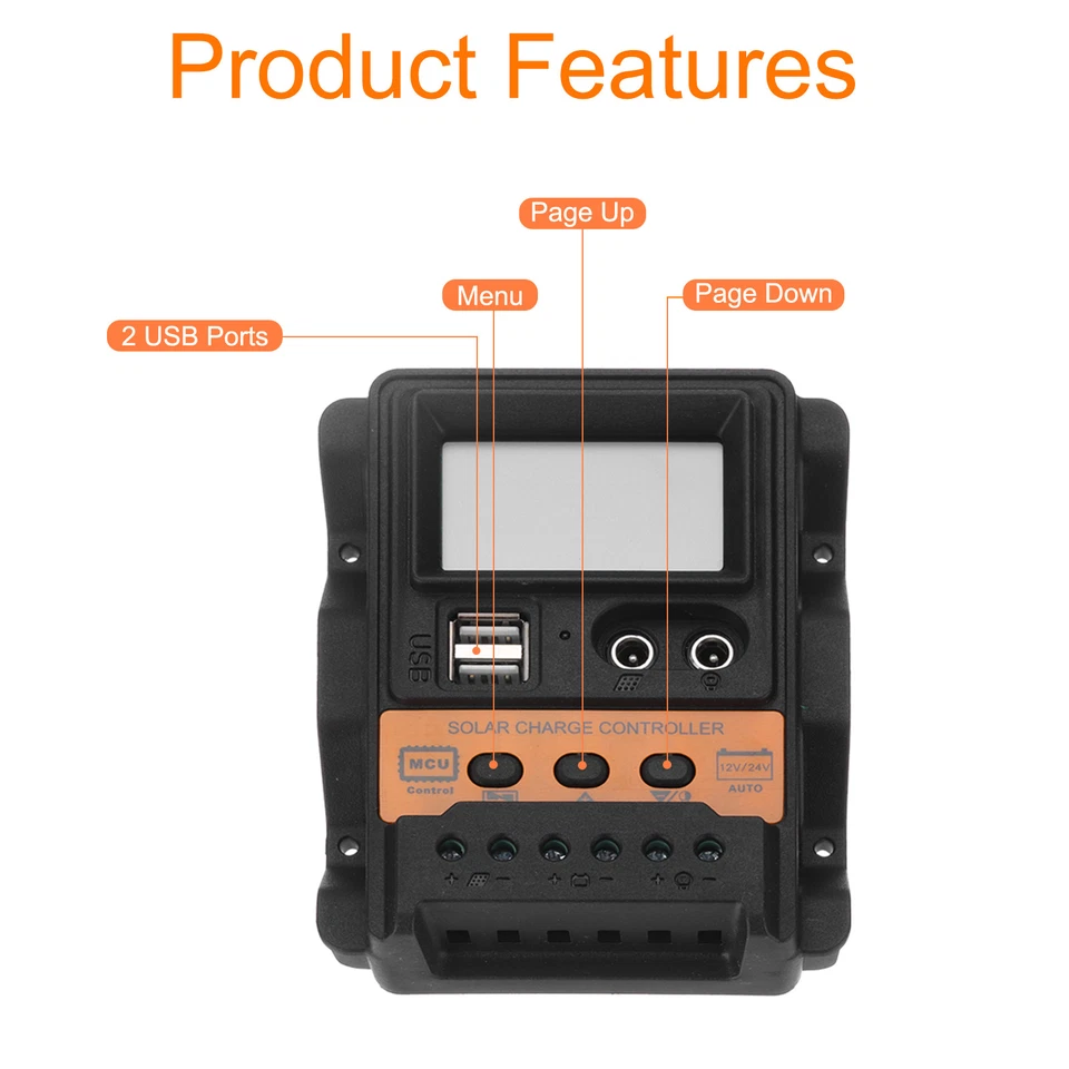 10A PWM Solarladeregler 12V/24V Auto, Ladegerät Intelligenter Regler - Bild 3 von 4