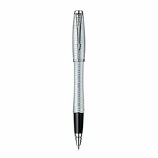Parker Urban Premium Rollerball Pen Fine Nib Silver Blue Gift Boxed Black Ink