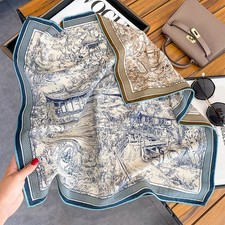 70 Cashmere 30 Silk 26'' Double Face Blue Yellow Shawl Scarf Neckerchief Wrap