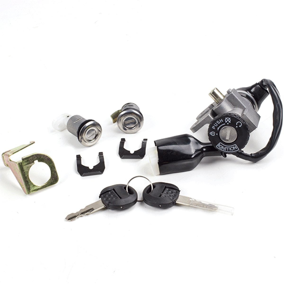 Lock Set Complete Ignition Key Switch Scooter Black Durable LCKST149 BARREL CAP