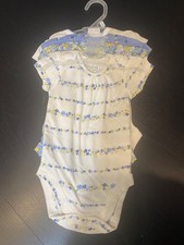 floral blue, yellow, cream set of 4 bodysuits/undergarment size 3-6month