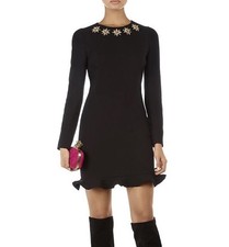 Alexander McQueen Jewel Neck Wool Crepe Dress Black IT 40 US 4 #4