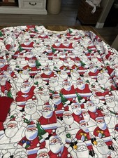 Tafford Santa Winter Christmas 2 Pocket Scrub Top Red Size M Nurses Uniform