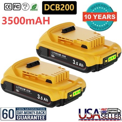 1-2Pack For DeWalt 18V/20V Max 3.5AH Lithium Ion Battery+Charger DCB206 DCB200