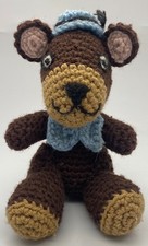 Handmade Crochet Teddy Bear Amigurumi Plush Blue Hat  Scarf