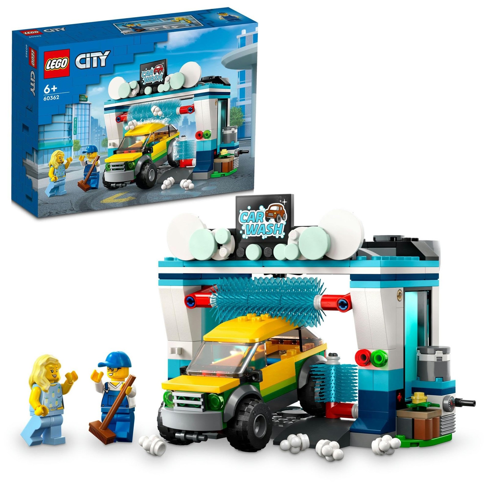LEGO City Drive-Through Car Wash Toy Building Set 60362 with Vehicles and Minifigures