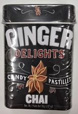 Ginger Delights Chai Mints (6) Pack Candy & Nostalgic Tins Free Shipping