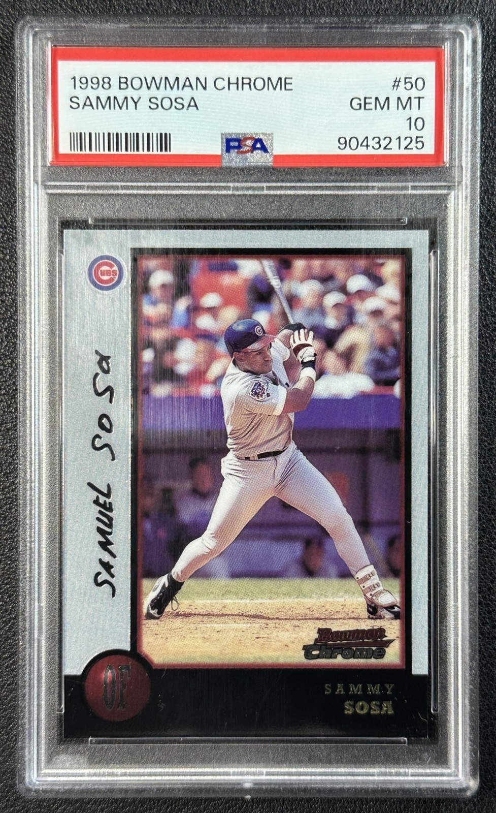 POP 15 SAMMY SOSA PSA 10 1998 BOWMAN CHROME #50 CUBS 2125