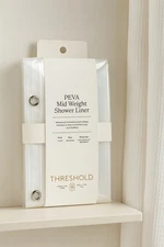 Threshold PEVA Shower Liner 71"x71" | Clear Mid Weight, Weighted Hem, Rustproof