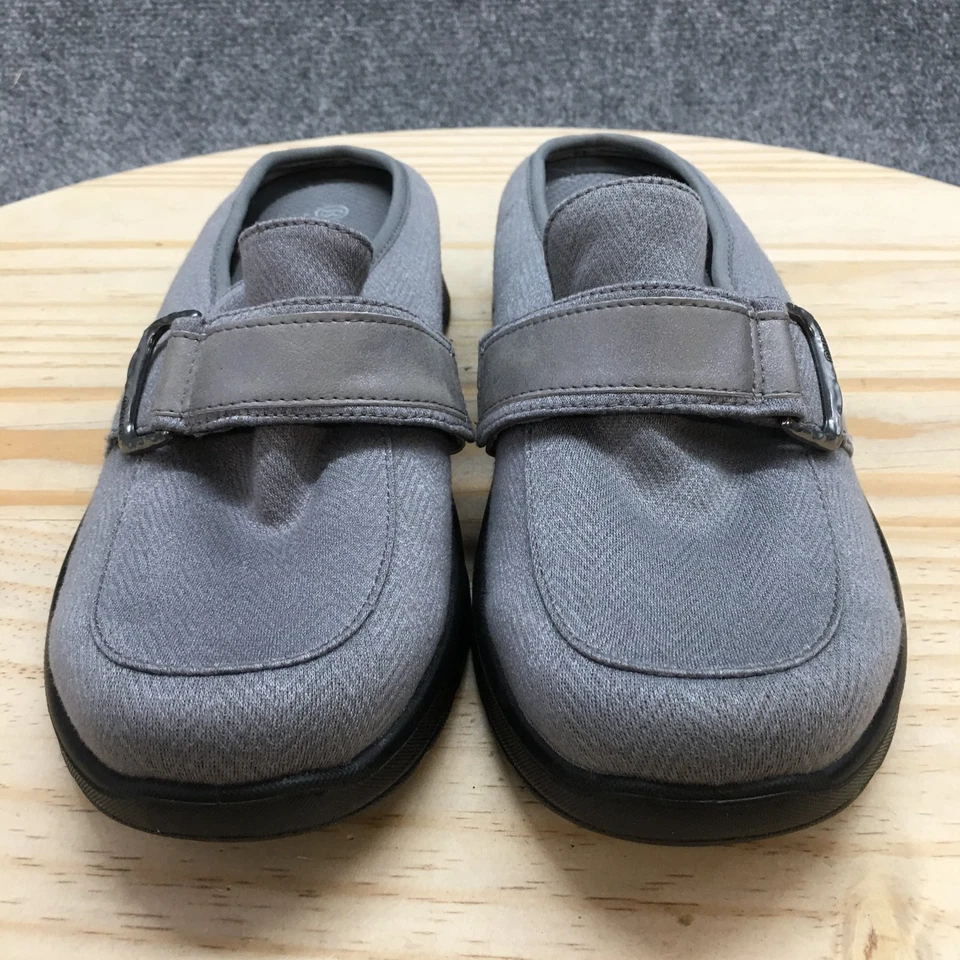 Bzees Shoes Womens 9.5 M Galleria Mules Gray Faux Leather Casual Wedge Slip On - Image 4 of 4