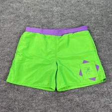 Vintage OP Ocean Pacific Swim Trunks Mens Large Neon Green Purple 80s 90s USA